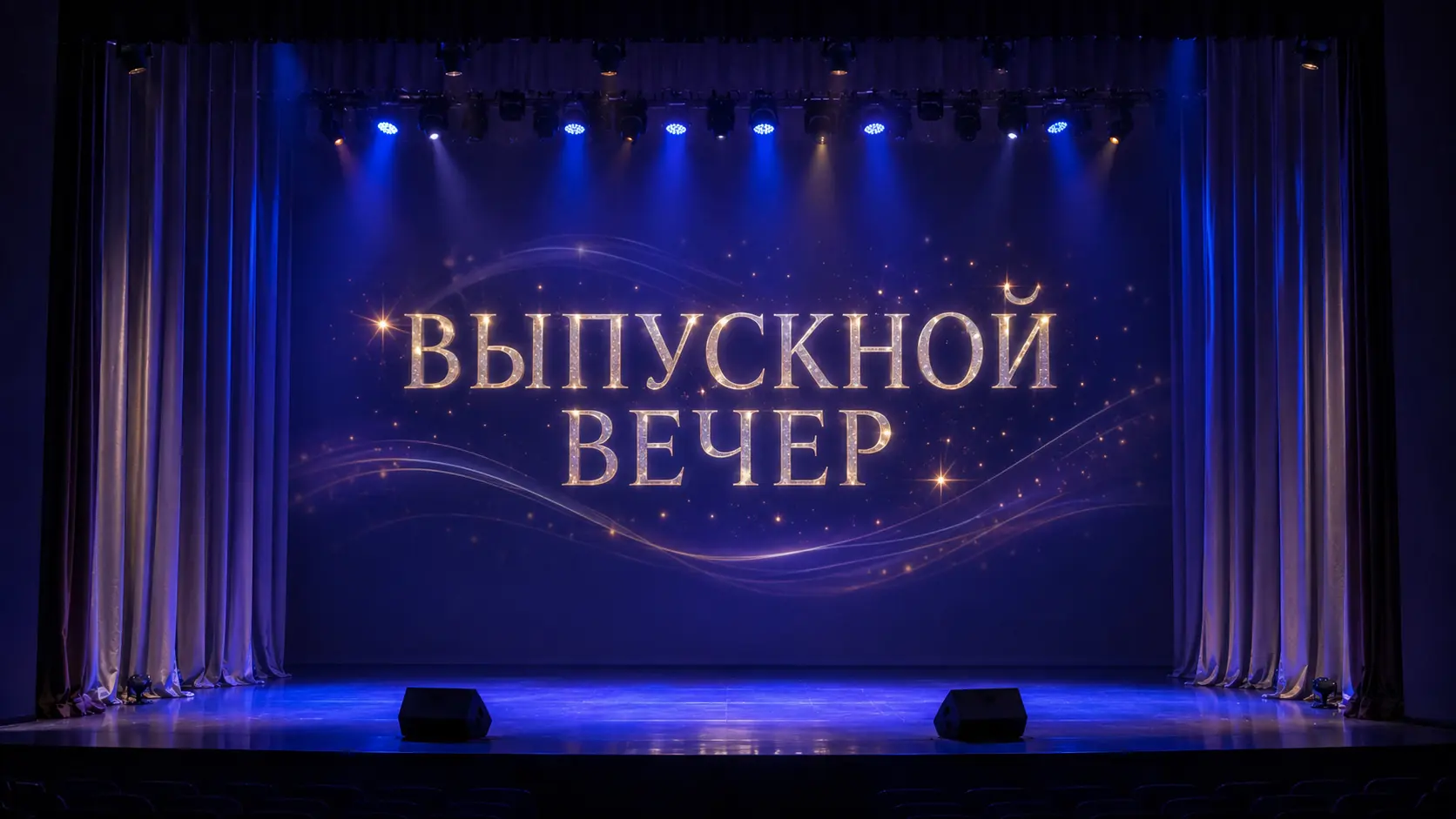 Проекция названия мероприятия на сцене